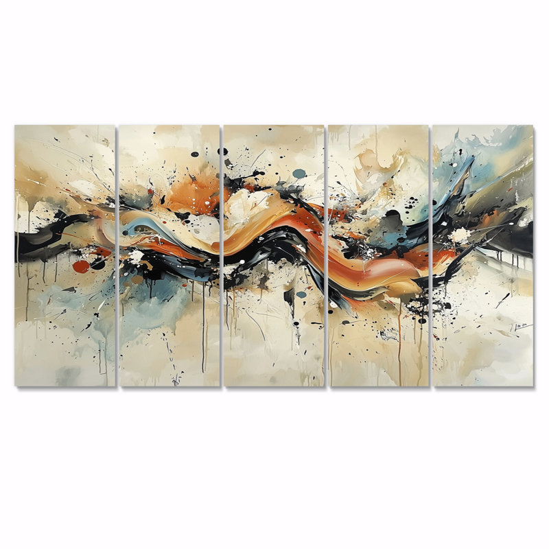 Damen - réalisme abstrait, art mural moderne, H 28 po x l 60 po, 5