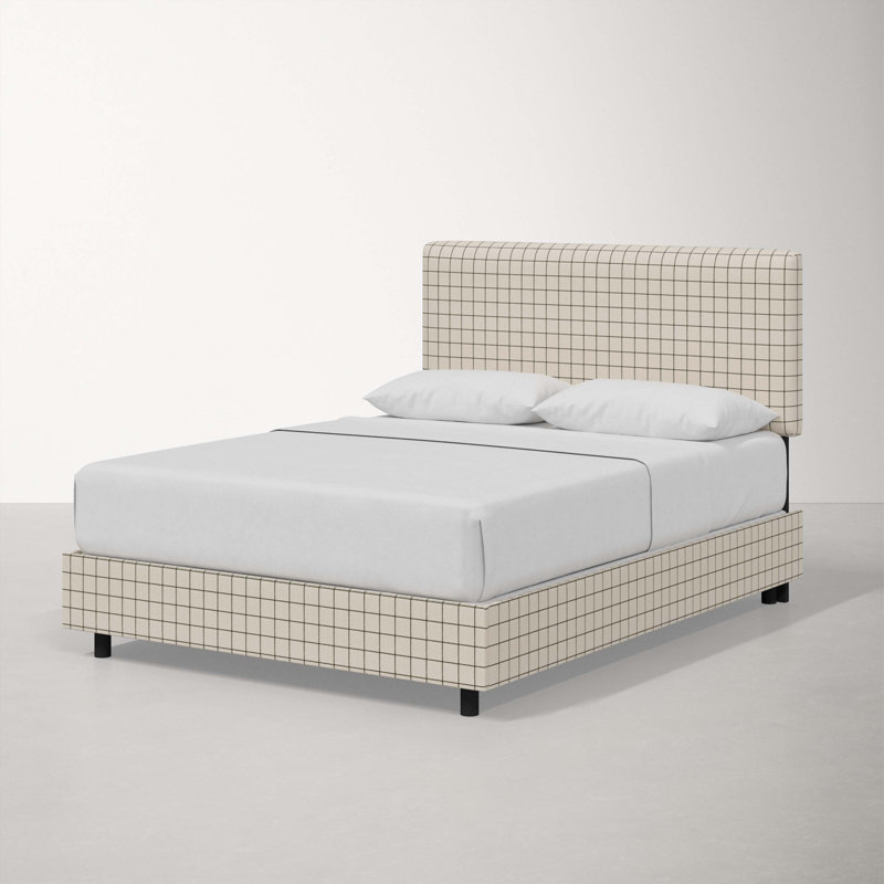 Eisley Upholstered Standard Bed, Full, Line Tattersall Green
