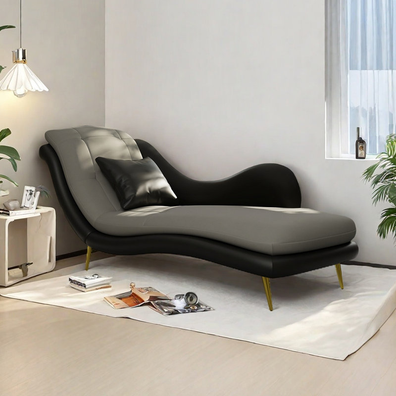 Chaise longue Robichaux , Gris / Noir, Orienté à gauche (vu de face)
