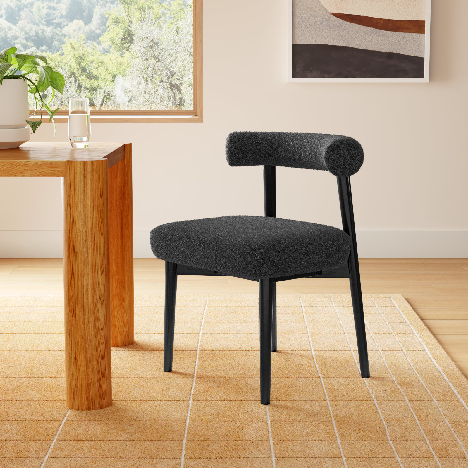 Kason Upholstered Low Back Side Chair, Black, Black