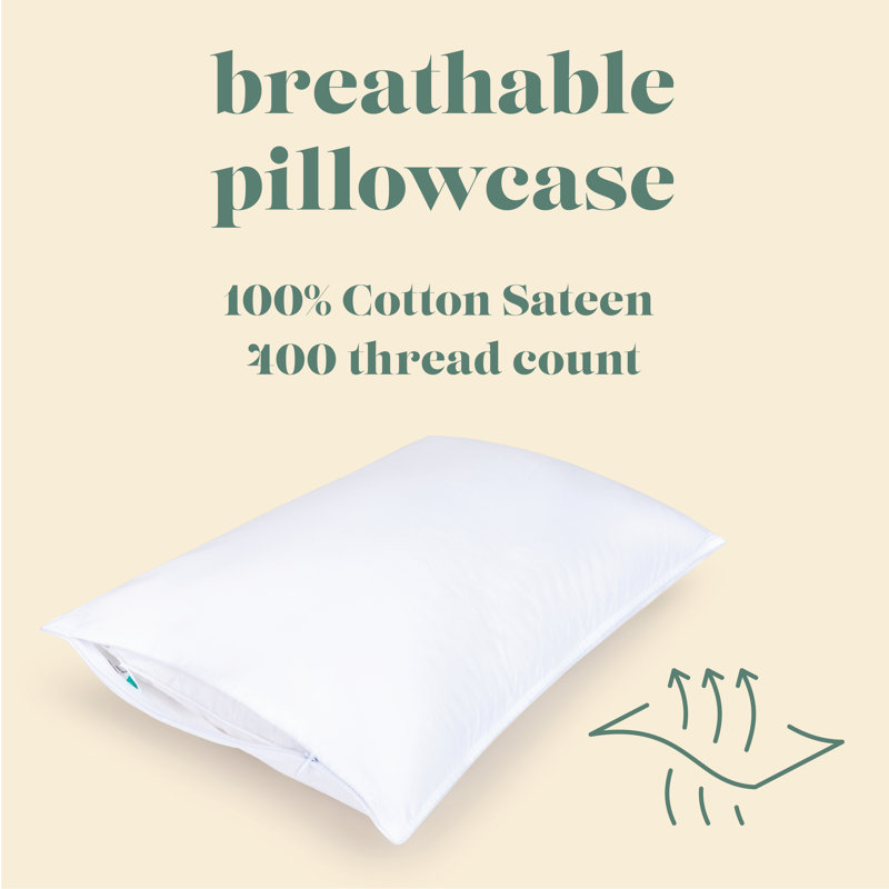 Comfydown Pillowcase For Twin Size Pillow, Breathable, 100% Cotton, 400-thread Count, Zipper Closure  - (twin) 20" X 26"