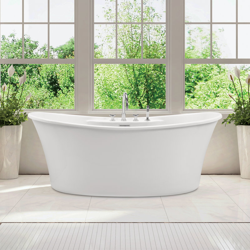 MTI Solutions 60" Freestanding Air Bathtub, DoloMatte® Matte White
