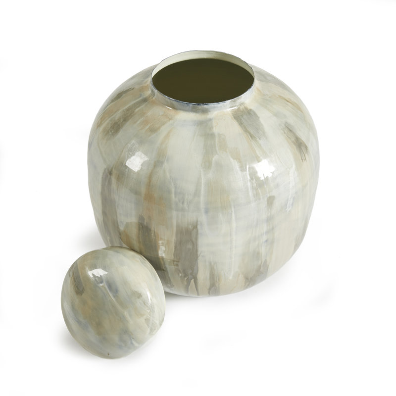 Almeta White Pearl 14" Metal Jar