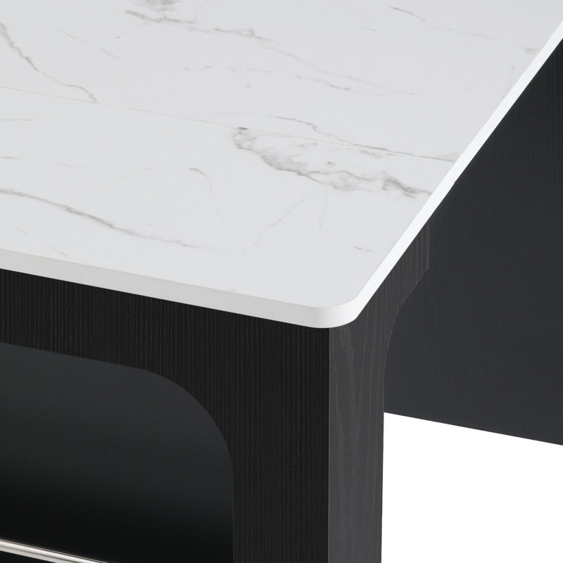 Îlot de cuisine classique de 59,5 po avec table de salle à manger extensible, rangement double face et deux mobiles pour une utilisation flexible dans la maison