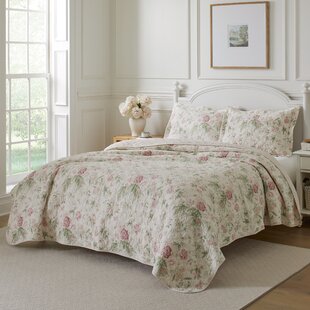 KATE SPADE Blooming Floral Pink Blue White Cotton KING SIZE Comforter Set  NEW