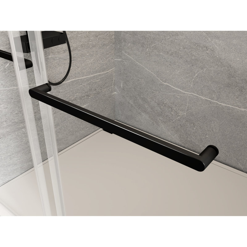 Porte de douche coulissante double 3/8 po en verre trempé épais - l 56 à H 60 po x H 76 po noir mat 22d02-60mb avec