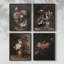 «Vintage Floral Print», impression encadrée, ensemble de 4-2020722995-2020723006