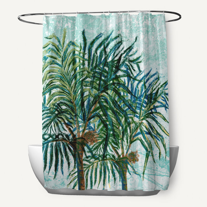 Rideau de douche simple Widger Palms, Aigue-marine