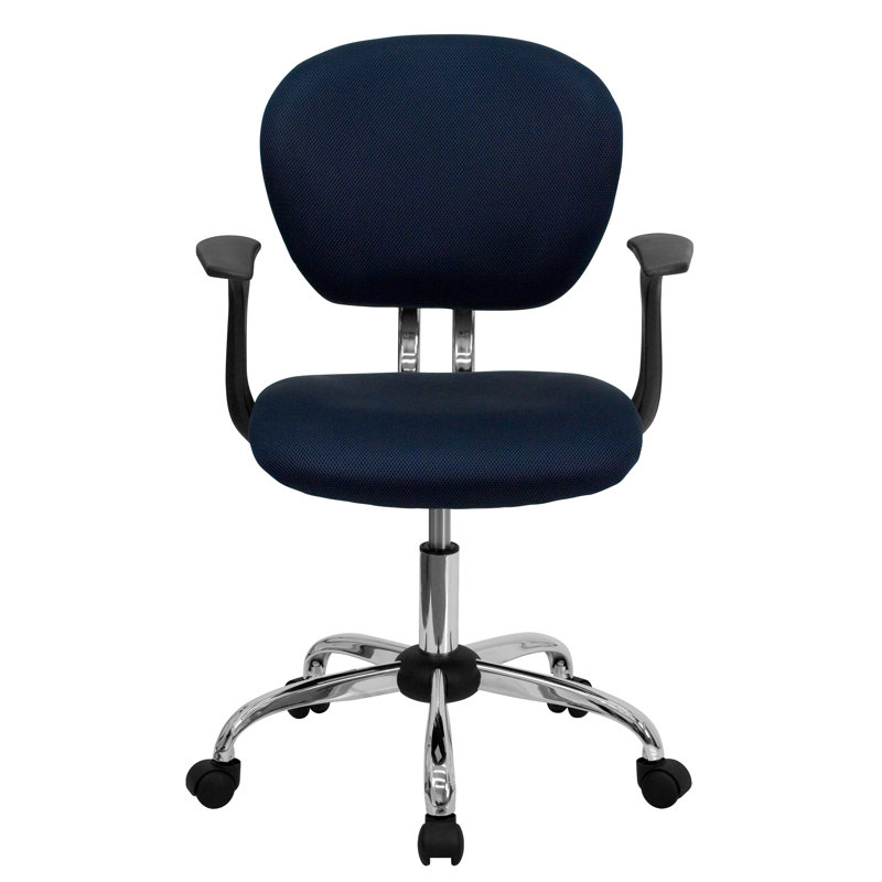 Mid-Back Navy Mesh Swivel Task Chair with Chrome Base