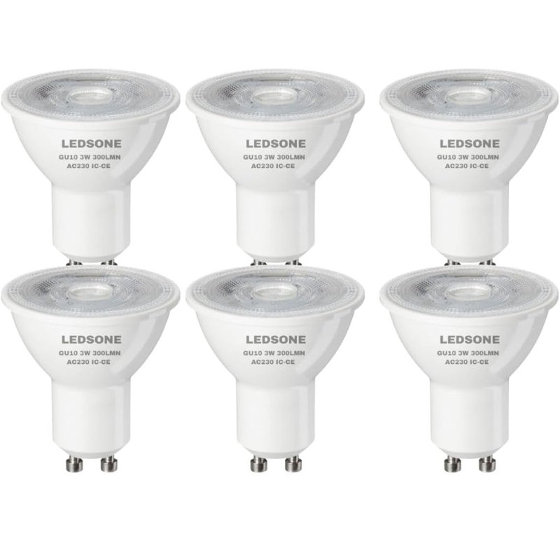 GU10 LED Bulbs Cool White 6400K Light Bulb (70W Spotlight Bulb Equivalent) , Energy Saving GU10 Non-Dimmable LED Bulbs, 3 W