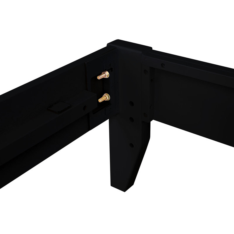 Très grand lit universel noir, construction en bois massif, sans sommier, cadre, lit plateforme pour lit simple Gracefulness, profil bas, doit avoir