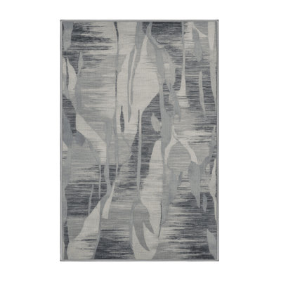 Tapis abstrait gris lavable à la machine