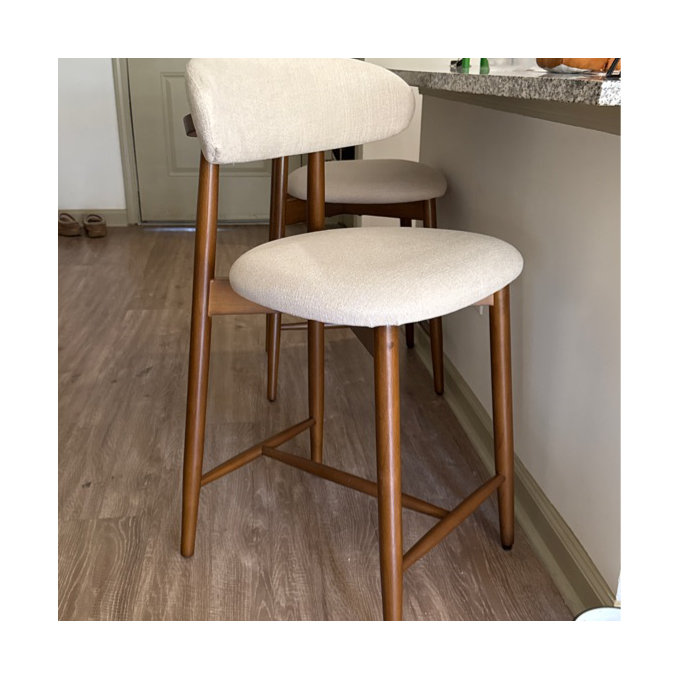Vannie Upholstered Counter Stool with Solid Wood Frame (Set of 2) - Camel