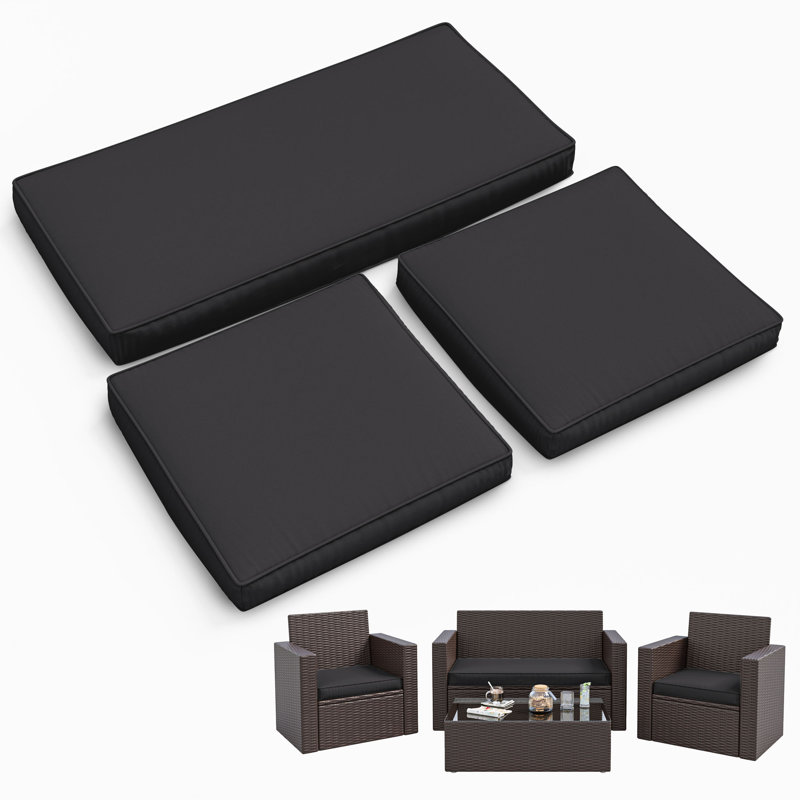 3-Piece Outdoor Seat Cushion Set, Gray
