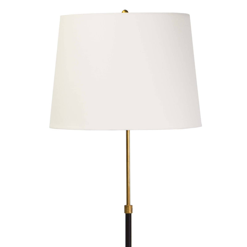 Parasol 60'' Gold Leaf and Black Aluminum Floor Lamp with Linen Shade