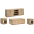 Table basse de rangement avec plateau relevable, 2 tables d'appoint avec console et table basse.
