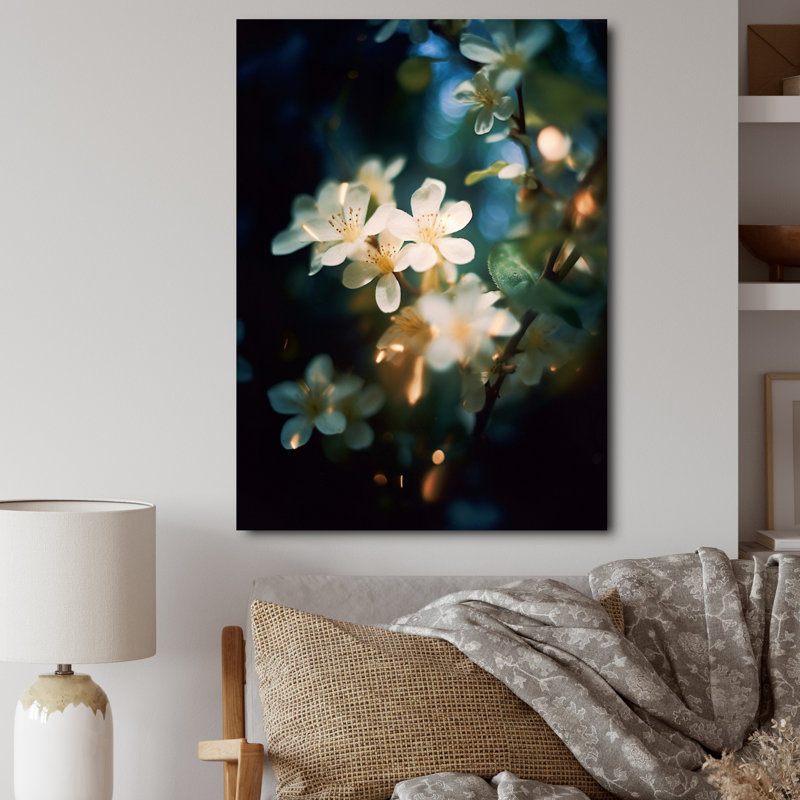 «White Green Jasmin Blossoms» sur toile, H 44 po x l 34 po x P 1,5 po, Toile tendue