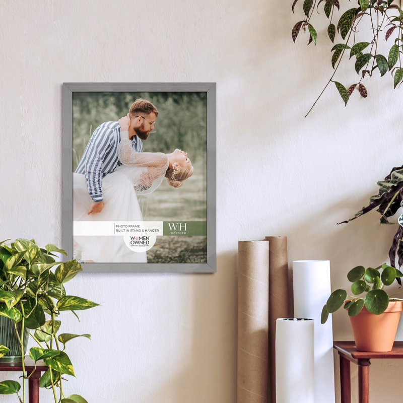 Cadre photo en bois Apolline, 11 po x 14 po, Gris