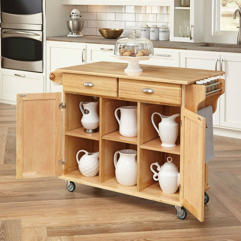 Lili Kitchen Island with Wood Top