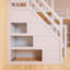 Lit superposé simple en forme de L double avec lit simple en bois massif avec 3 tiroirs, bureau portable et garde-robe-101331793