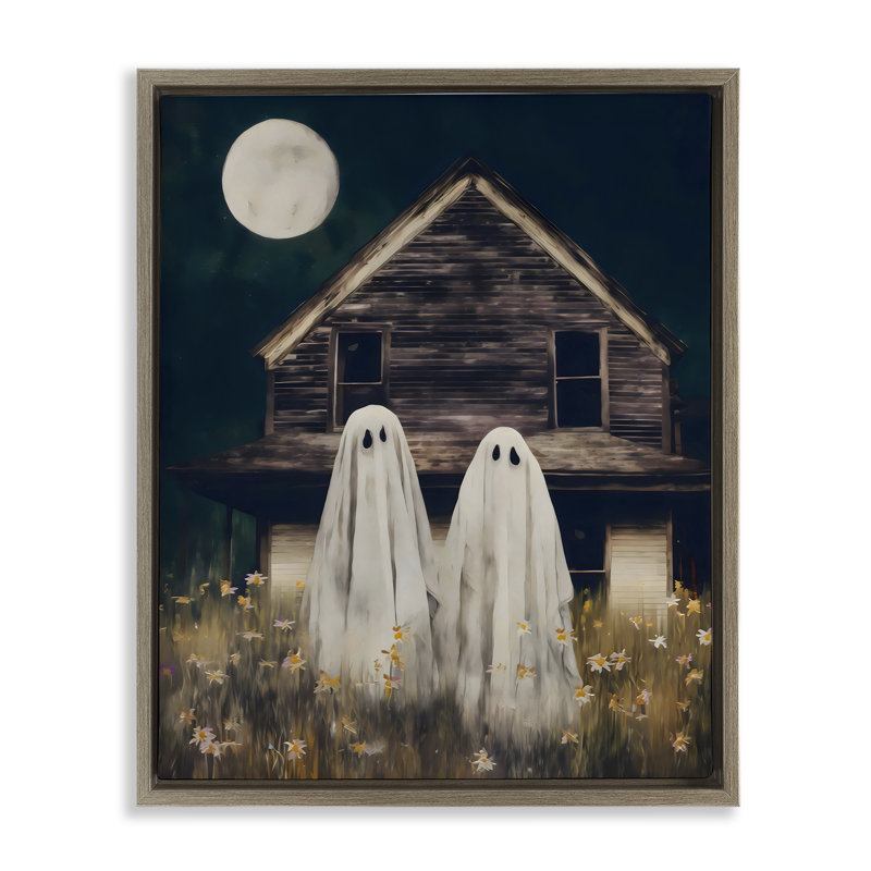 Cadre flottant Ghost And Haunted House, design par Arlington Prints, Cadre flottant orme Montalcino, H 31 po x l 25 po