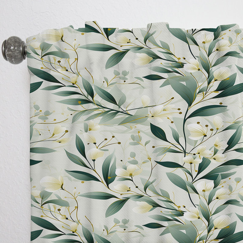 Minimalist Botany - Bohemian Curtain - Velvet Room Darkening - 1 Panel, 52" W x 90" L