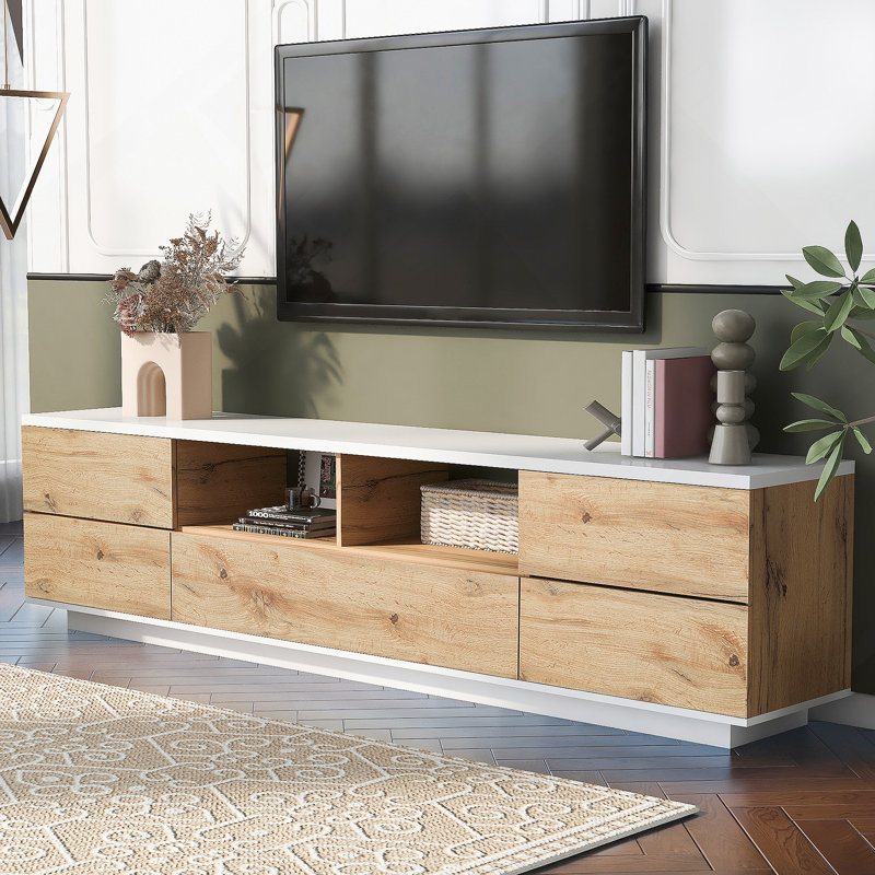 Meuble télé pour téléviseur, console multimédia avec rangement multifonctionnel pour le salon