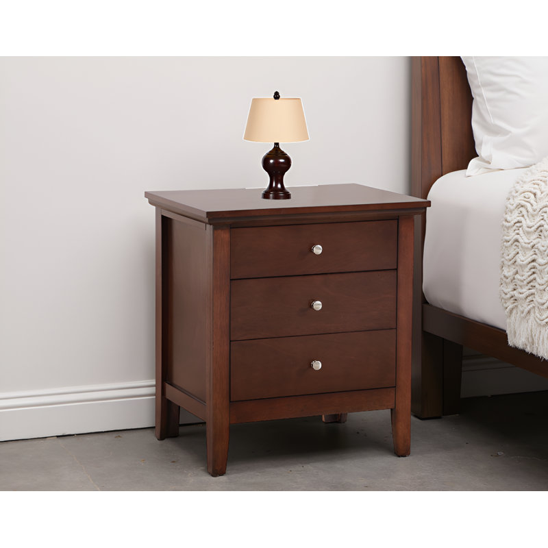 Lausanne Cappuccino 3 Drawers Nightstand, Cappuccino
