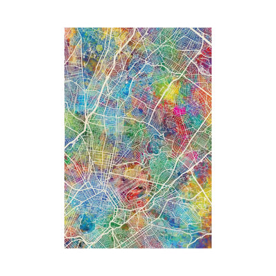 Athens Greece City Map I by Michael Tompsett - Wrapped Canvas Gallery-Wrapped Canvas Giclée