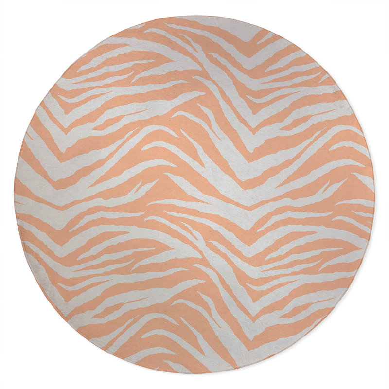 Zebra Patch Non-Slip Outdoor Rug, Round 5'