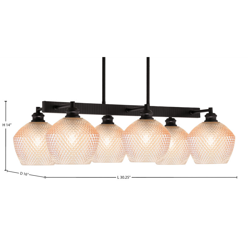 Luminaire pour îlot de cuisine 6 lumières Edge au fini espresso avec verre texturé ambre de 6 po