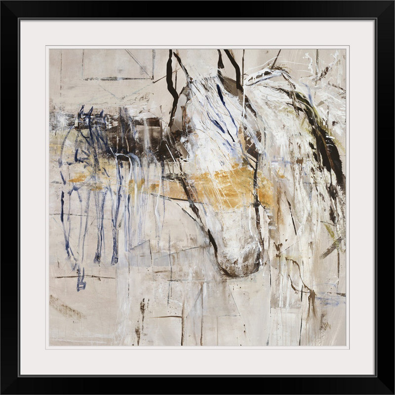 « palomino vrille », peinture, Cadre noir, H 28 x l 28 po x P 1 po