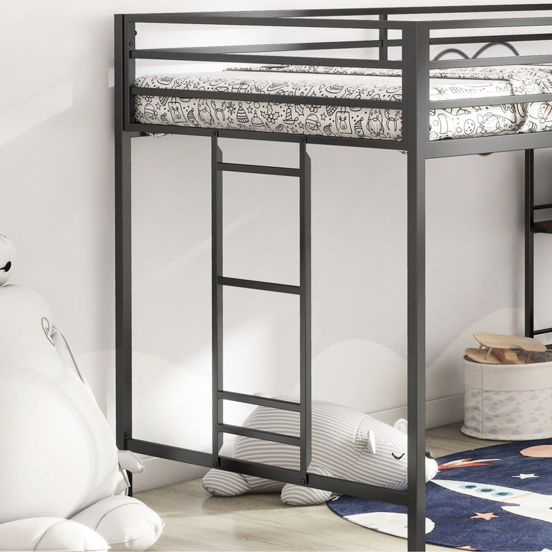 Structure de lit mezzanine pour lit simple Junior - Métal avec tablette