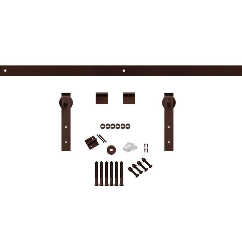 Ensemble de quincaillerie pour porte de grange standard Premium, Brun rustique, 64 po