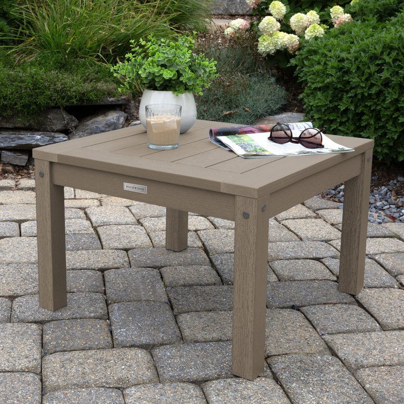 Table d'appoint en plastique Arbnora, Brun bois