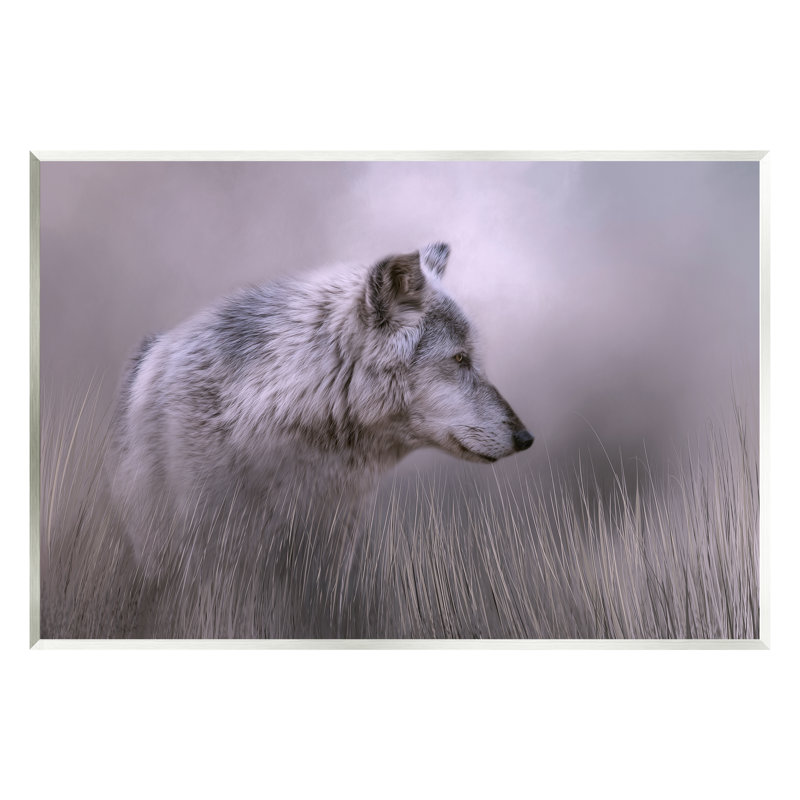 Loup gris - faune, H 10 po x l 15 po x P 0,5 po, Bois