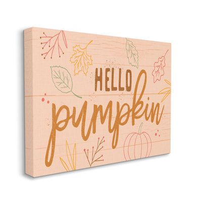 «Hello Pumpkin» à motifs botaniques d'automne, art texturé noir sur estampe numérique par Nina Seven