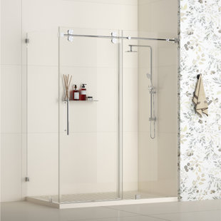 Radiance 72 In. W X 40 In. D X 76 In. H Sliding Frameless Corner Shower Enclosure With Clear Glass
