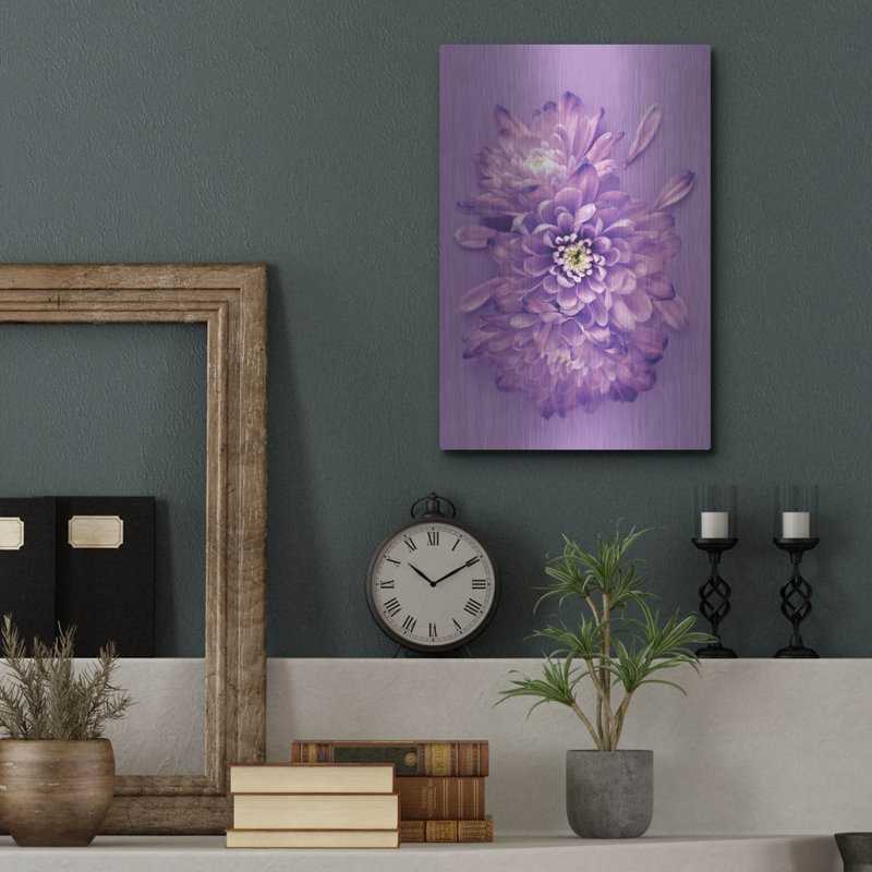 Art mural en métal «Lavender Chrysanthemums» par Incado Lark Manor ™, H 16 po x l 12 po