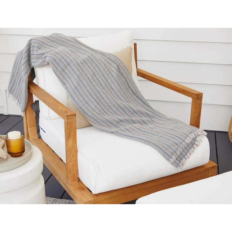 Bug Shield Outdoor Throw Blanket, 50" W x 60" L, Gray Striped