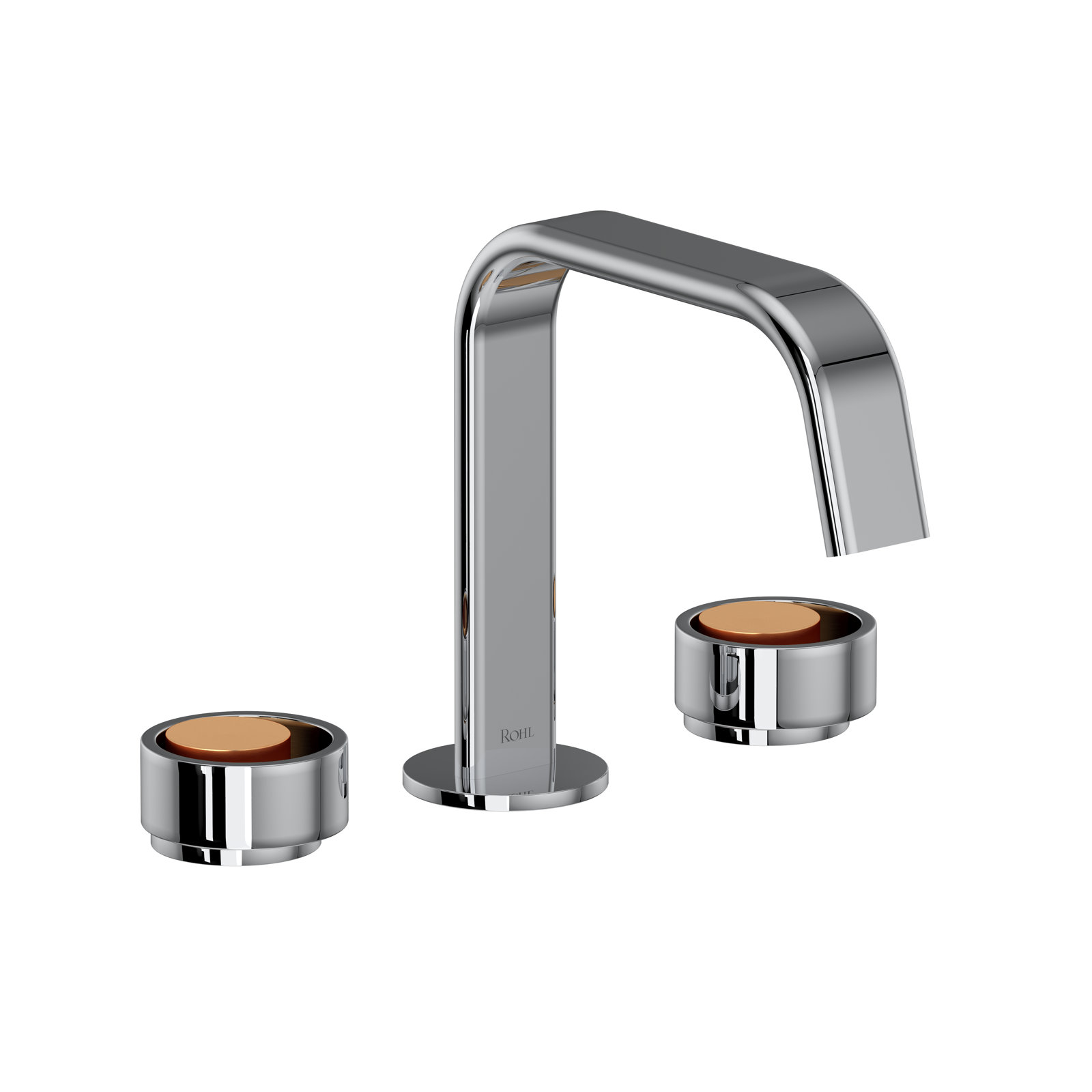 Eclissi Widespread Lavatory Faucet With U-Spout, Polished Chrome/Satin Gold