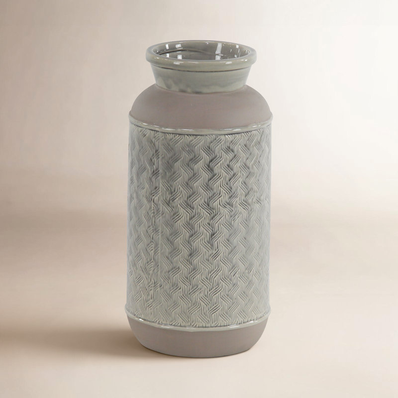 Desdra Stoneware Table Vase, 15" H x 7" W x 7" D, Brown