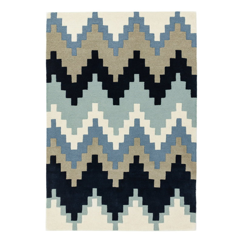 Hargrove Handmade Wool Blue Rug, Rectangle 120 x 170cm