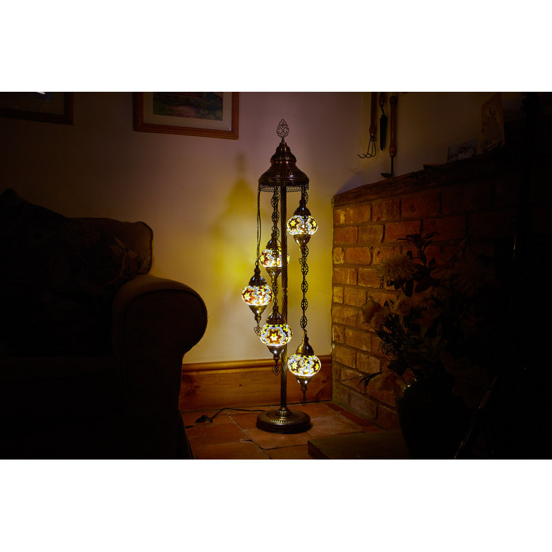 Karlie 124cm Antique Bronze Lighting Floor Lamp, Brown/Amber