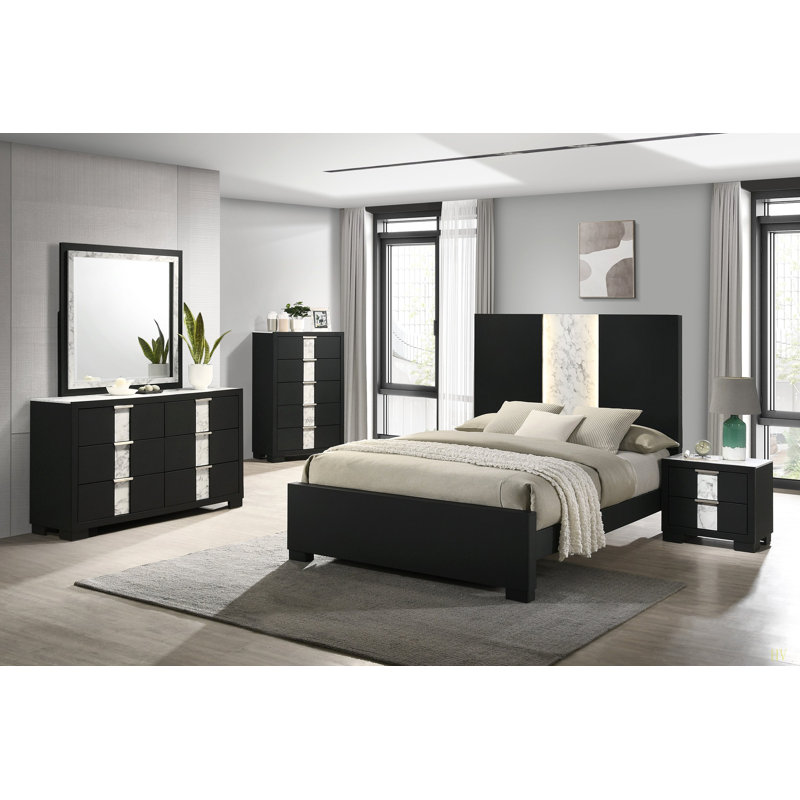 Table de chevet contemporaine 1pc, Noir / blanc