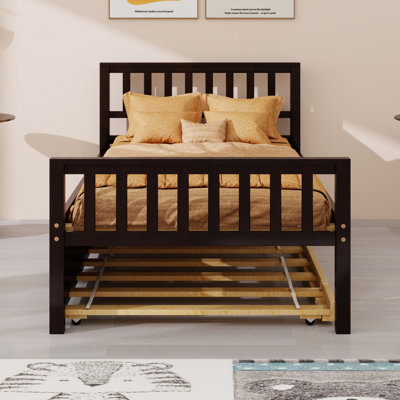 Platform Bed With Trundle, With Headboard And Footboard
