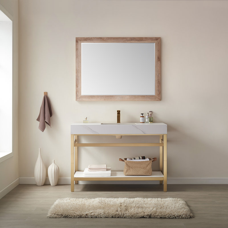 Miroir de salle de bain mural, Bûches nord-américaines, 36 po x 48 po