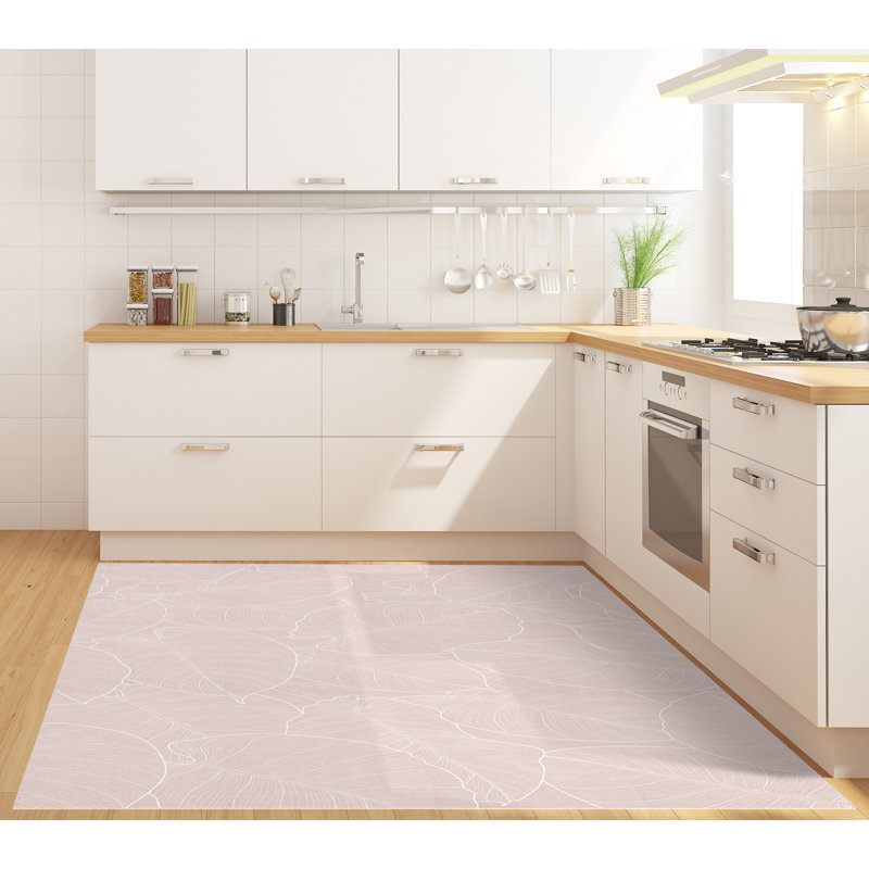 Amiyla Vinyl Machine Printed Area Rug, Rectangle 4'4.4" x 6'6.7"