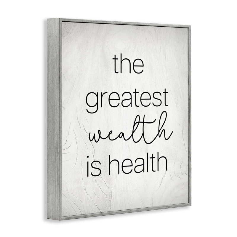 «Greatest Wealth Is Health», art de la giclée encadrée par Lil 'Rue, H 14 po x l 11 po x P 1,5 po, Cadre flottant gris lustré