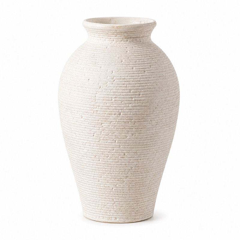 Grand vase à fleurs en céramique rustique pour décoration de table et tablette